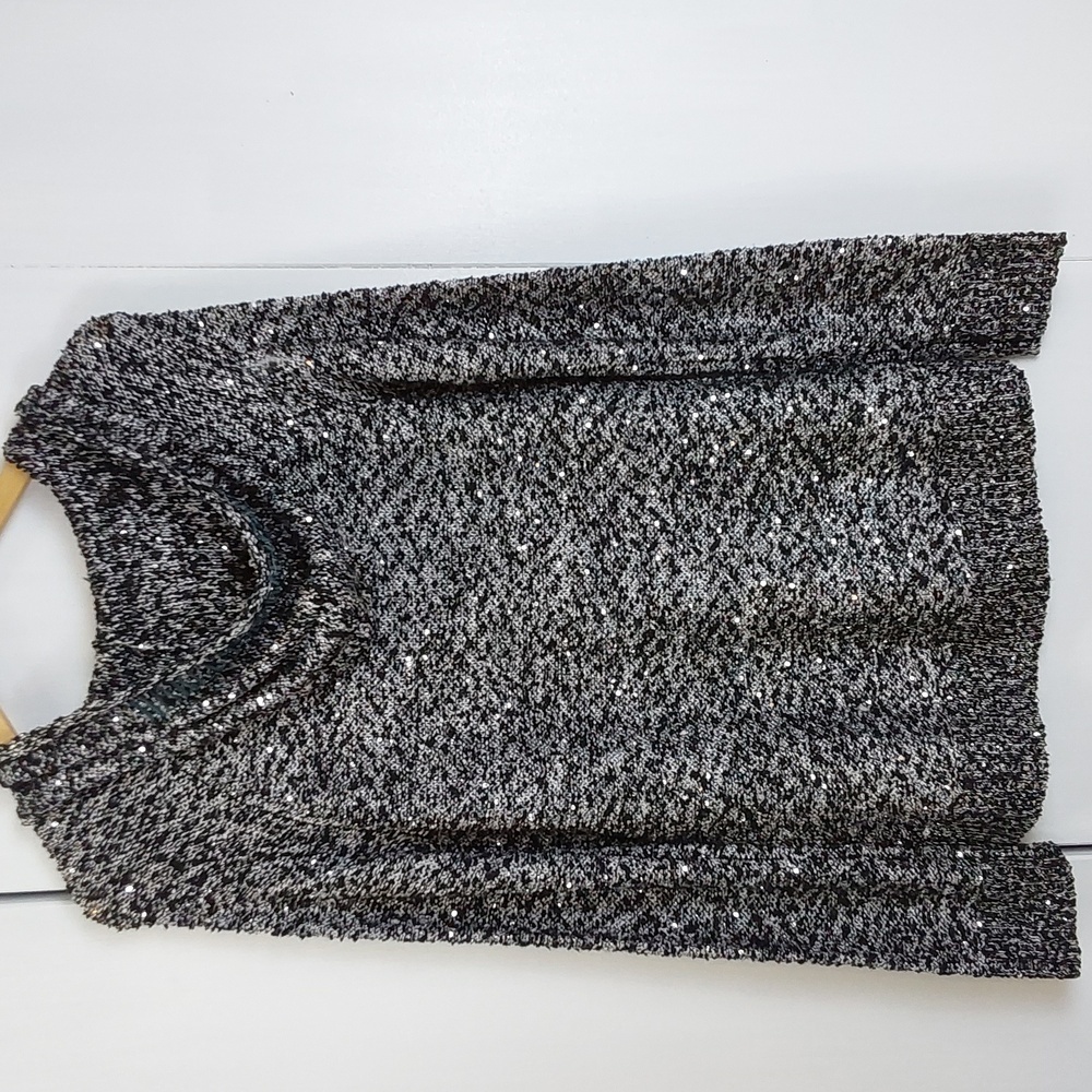 Harley Davidson |Womens Black Silver Sequin Sparkle Logo Hood Sweater Biker S/M